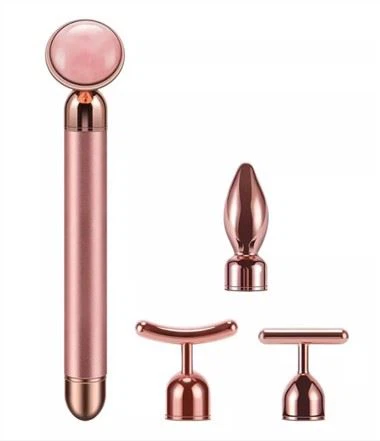 4 in 1 Massager a rulli in giada al quarzo vibrante.