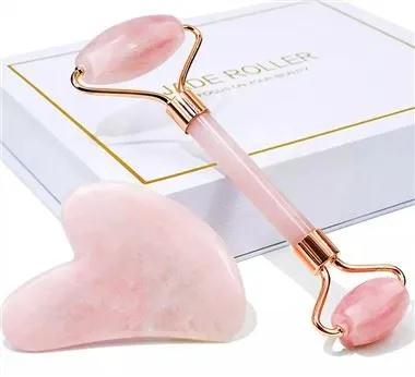 Rullo di giada di cristallo ametista e set Gua Sha