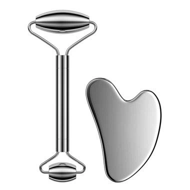 Rullo per il viso in acciaio inossidabile e Gua sha set asiatico di bellezza segreta per il viso